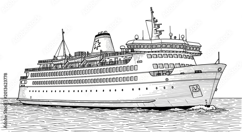 Obraz premium Large Cruise Ship Sailing on Water.