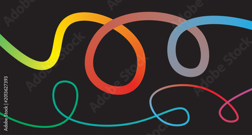 Abstract Rainbow Gradient Line Shape with Vibrant Wave Ribbon Design
