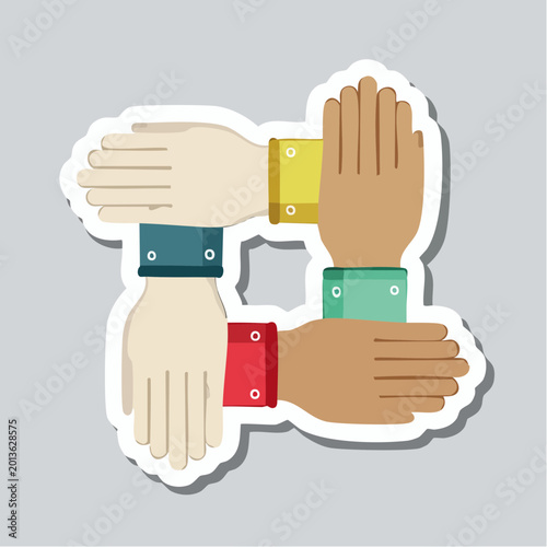 Teamwork and Unity Concept with Interlocking Hands