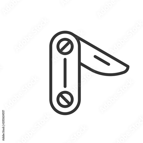 Quadro su tela 2D pixel perfect black penknife icon, isolated vector, editable hiking gear thin line illustration