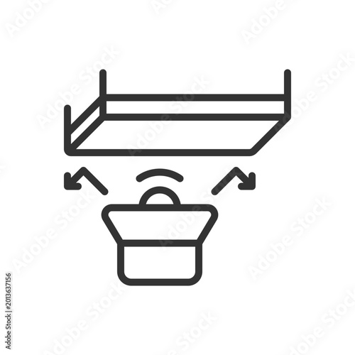 Foto 2D pixel perfect editable soundproof ceiling black icon, isolated vector, soundproofing thin line illustration