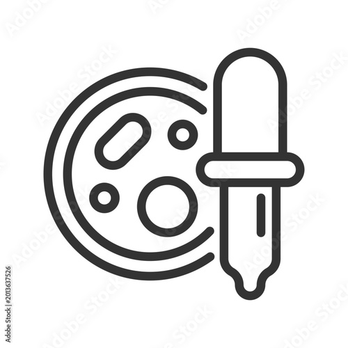 Obraz na płótnie 2D pixel perfect editable black bacteria with dropper icon, isolated vector, simple thin line illustration representing bacteria