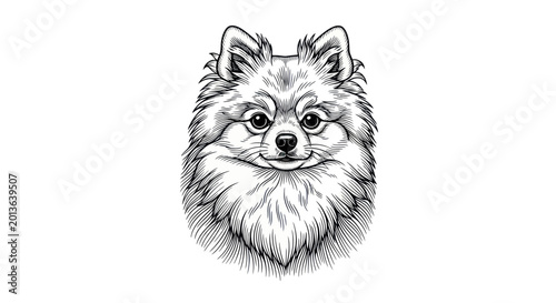 Canvas-taulu Pomeranian dog face portrait smiling.