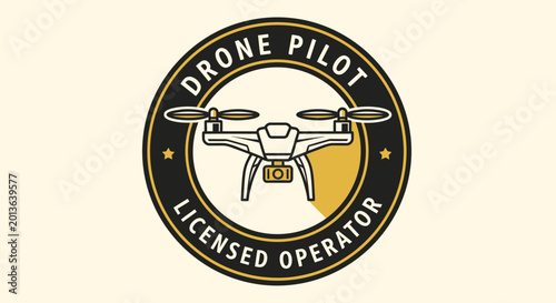 Konstfotografi Drone Pilot Licensed Operator Emblem Stamp