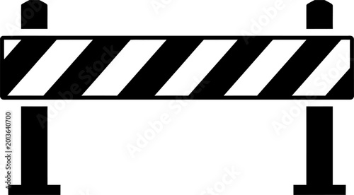 Tableau sur toile Construction barrier illustration black and white roadblock graphic for safety a