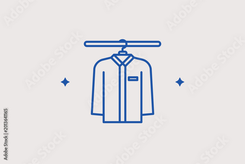 Tableau sur toile Jacket on a hanger line icon for outer garment storage and professional dry cleaning