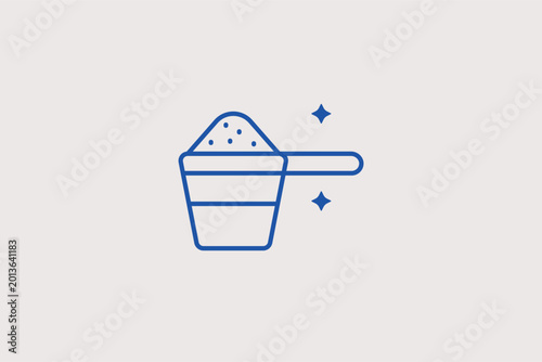 Tableau sur toile Washing powder scoop line icon for detergent dosage and laundry chemical products
