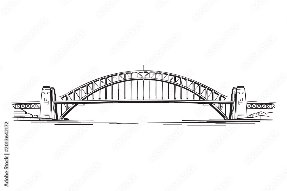 Fototapeta premium Sydney Harbour Bridge Vector | Australia Landmark Silhouette