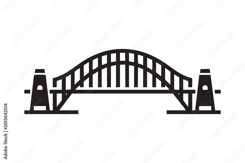 Obraz premium Sydney Harbour Bridge Vector | Australia Landmark Silhouette
