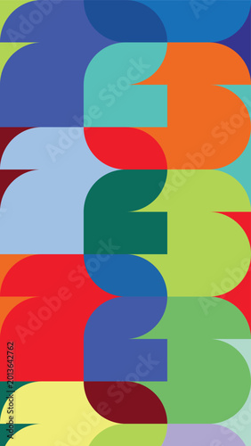 Vector illustration of a colorful geometric pattern with abstract curved shapes for World Cup 2026. Layout design template with football style. Concept of world championship 2026 and sport event