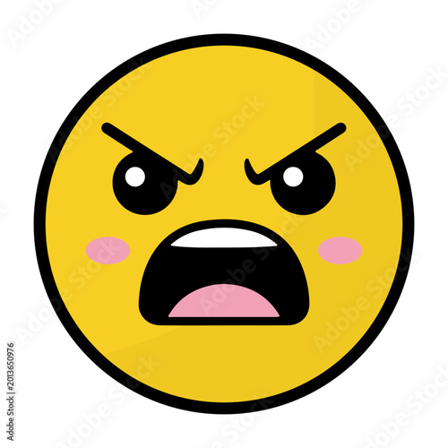 Bild auf Leinwand Angry Yellow Emoji Face Icon
