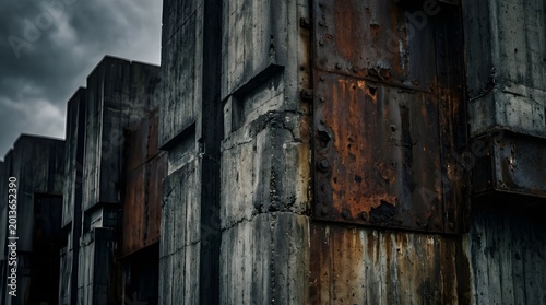 Brutalist Industrial Texture with Raw Concrete and Oxidized Steel