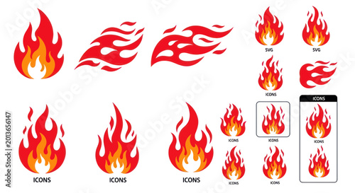 Obraz na plátně Collection of flame icons and graphics.