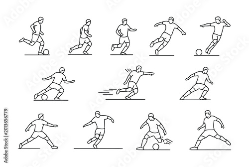 Photography Soccer Player Outline Icons Featuring Football Dribbling Passing Tackling and At