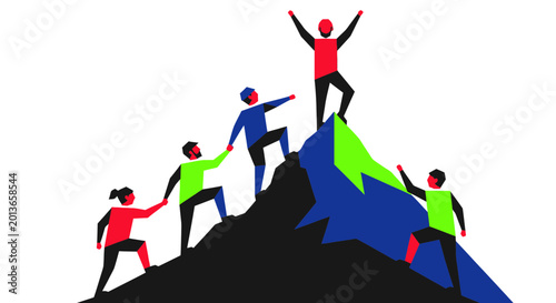 Bild auf Leinwand People helping each other succeed together.