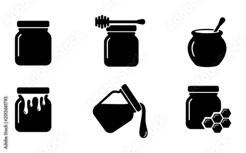 Photography Honey Jar Icons Set, Sweet Food Vector Graphics, Bee Product Collection, Kitchen