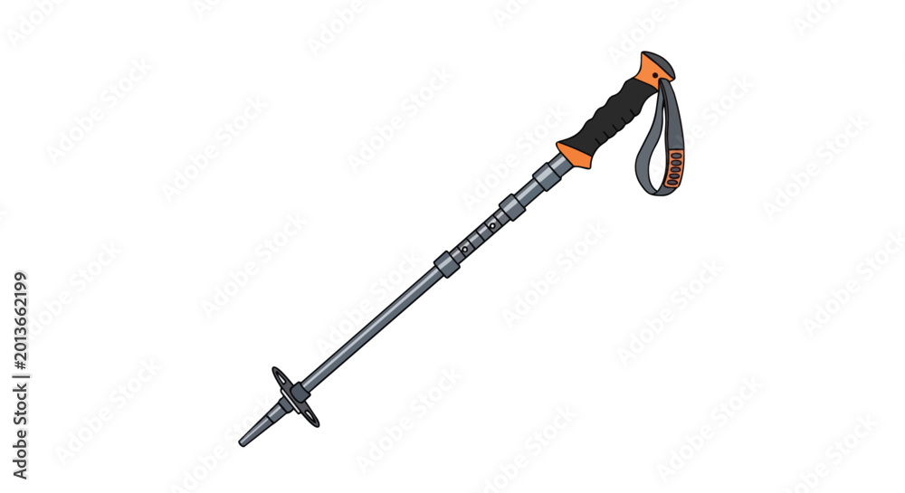 Obraz premium Adjustable trekking pole for hiking and mountain walking illustration