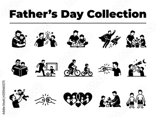 Fathers day icon set 