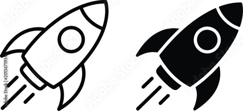 Rocket icon, rocket sign vector illustration with modern flat style for startup launch, space exploration, and technology innovation concepts