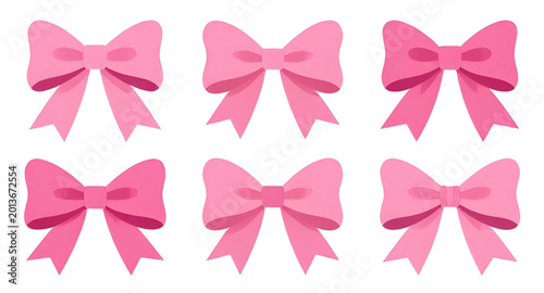 Fotografi pink ribbon bow illustration, elegant gift decoration vector, feminine wrapping