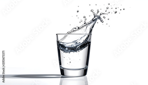 Clear Water Splashing Out of a Glass in a Dynamic Motion.