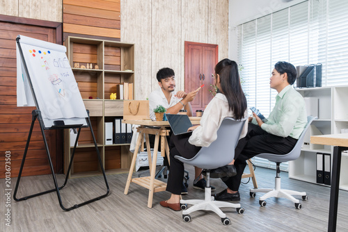 Foto Young entrepreneurs in a business planning session