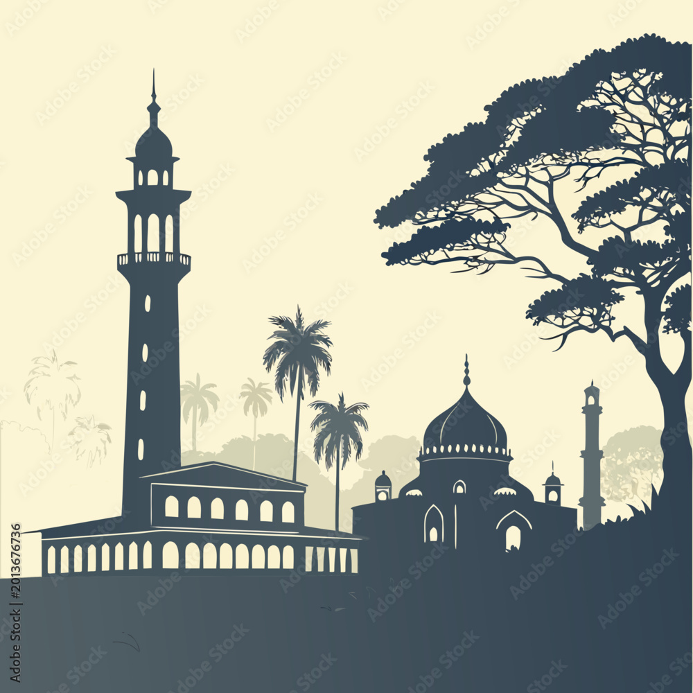 Foto silhouette of mosque