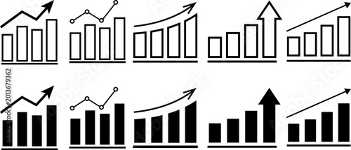 Analysis icons representing business, market research, bar chart, magnifying glass, search.