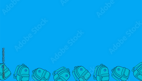 Backpack Pattern. School Bag Repeat Background. Minimal Hand Drawn Vector Style.