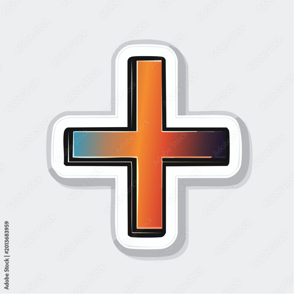 Fototapeta premium Stylized Plus Sign Icon with Gradient and Outline