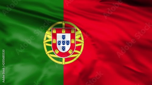 waving flag of portugal, portugal national flag waving in wind 4k loopable.