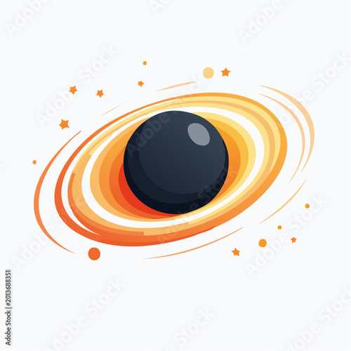 Konstfotografi Stylized Black Hole Illustration with Accretion Disk and Stars