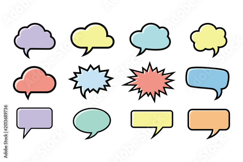 Fotografia Cartoon empty retro comic style speech bubbles set in pastel colors