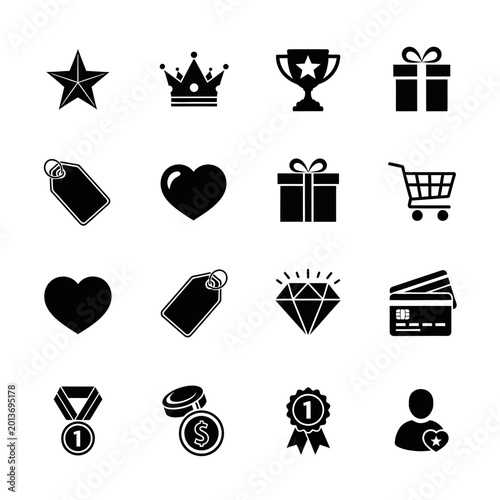 Fotografía Black icons of awards and gifts.
