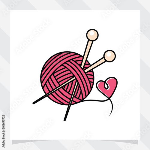 Canvas-taulu Yarn ball with knitting needles logo icon