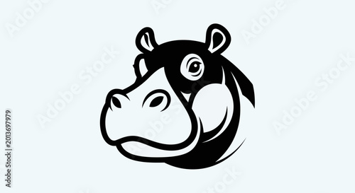 Foto Stylized hippopotamus head illustration