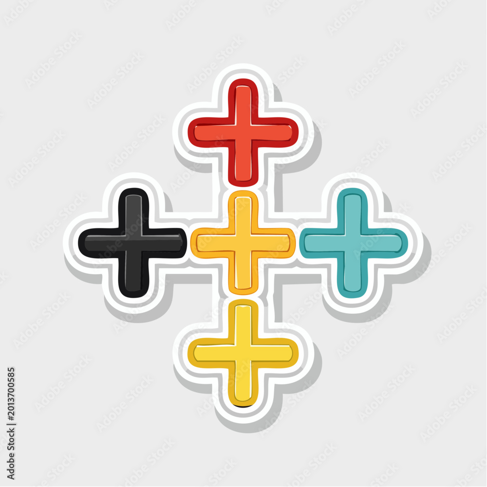 Obraz premium Colorful Plus Signs Arranged in a Pattern