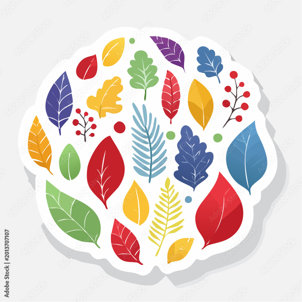 Fototapeta premium Colorful Assortment of Autumn Leaves and Berries