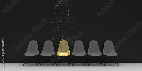 Tablou pe pânză stand out golden success chair surrounded by golden tinsel  in a waiting room
