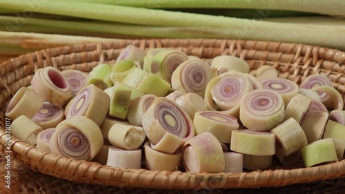 close-up of sliced ​​lemongrass	