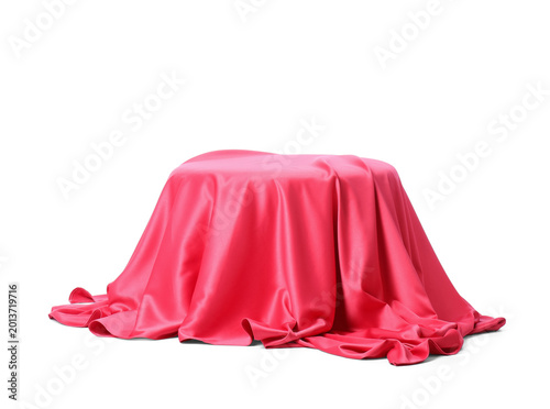Red velvet curtain covering...