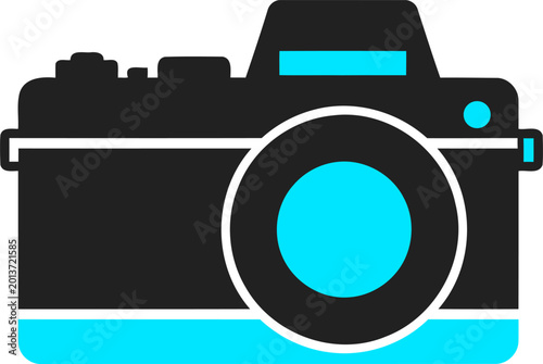 Photos Slr camera silhouette with teal accents photography equipment graphic