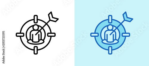 Tableau sur toile Target Focus lineblue icon