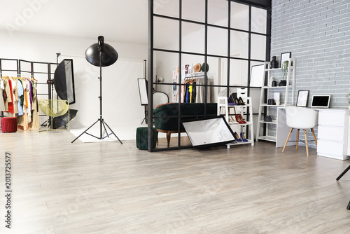 Interior of photo studio wi...