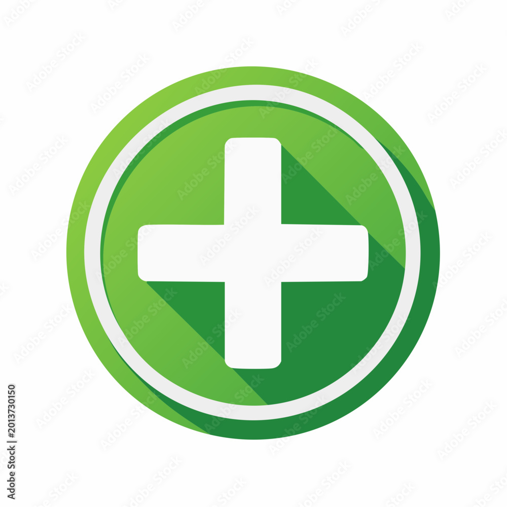 Obraz premium Green Circle with White Plus Sign Icon