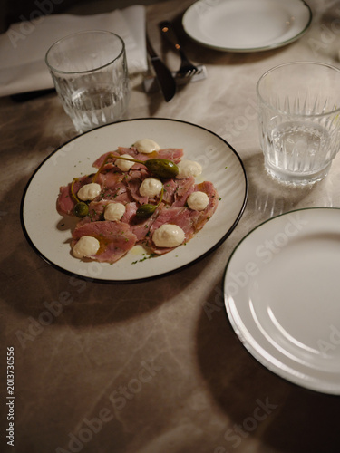 slice pork with tuna cream