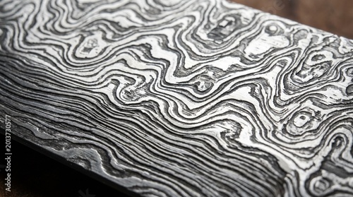 Tableau sur toile Damascus Steel Texture Macro Wavy Forged Metal Pattern Surface Detail