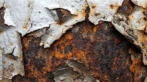 Rusty metal surface with peeling paint texture background