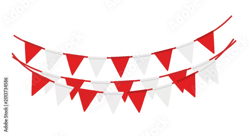 Bild auf Leinwand Red and White Bunting Flags Garland Festive Decoration