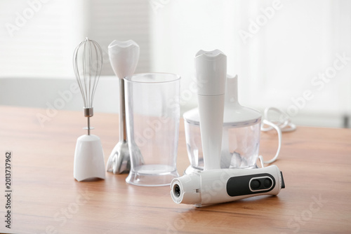 Modern blender on table in ...